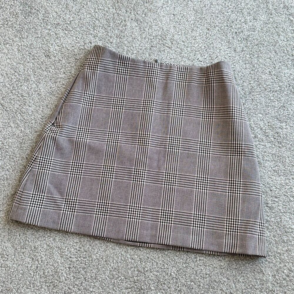 Wilfred Short A-line Skirt Black and Cream Checkered Summer Spring Preppy US 2